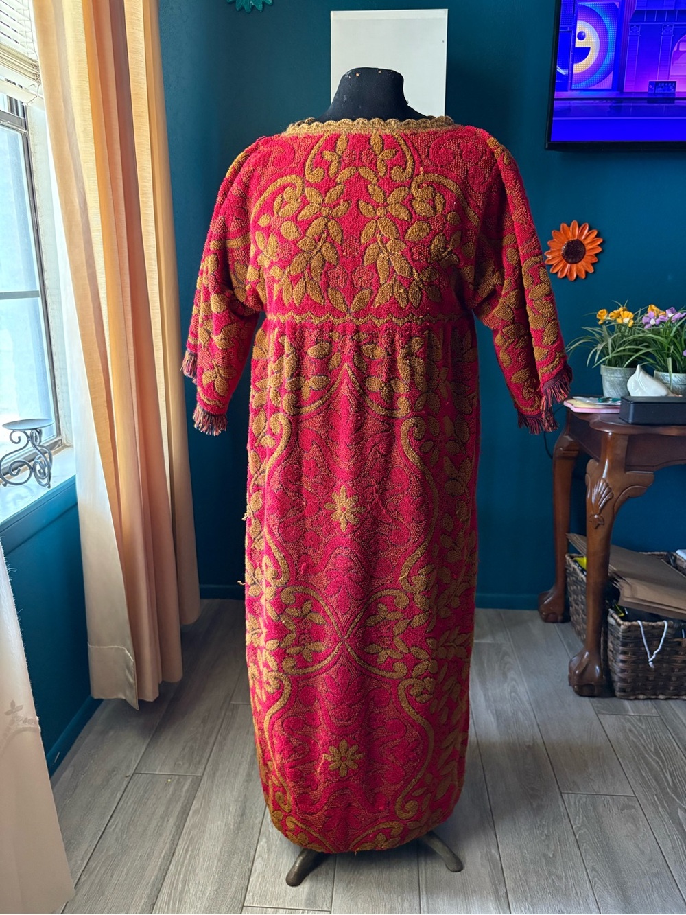 Canon Red and Gold Embroidered Maxi Dress